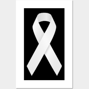 White ribbon anti domestic violence / lung cancer Posters and Art